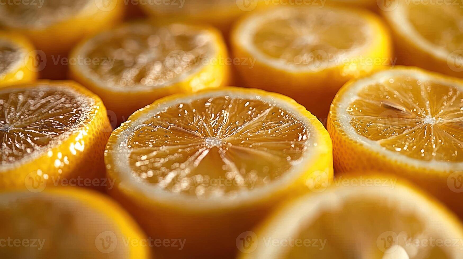 Close-up of many lemon halves photo