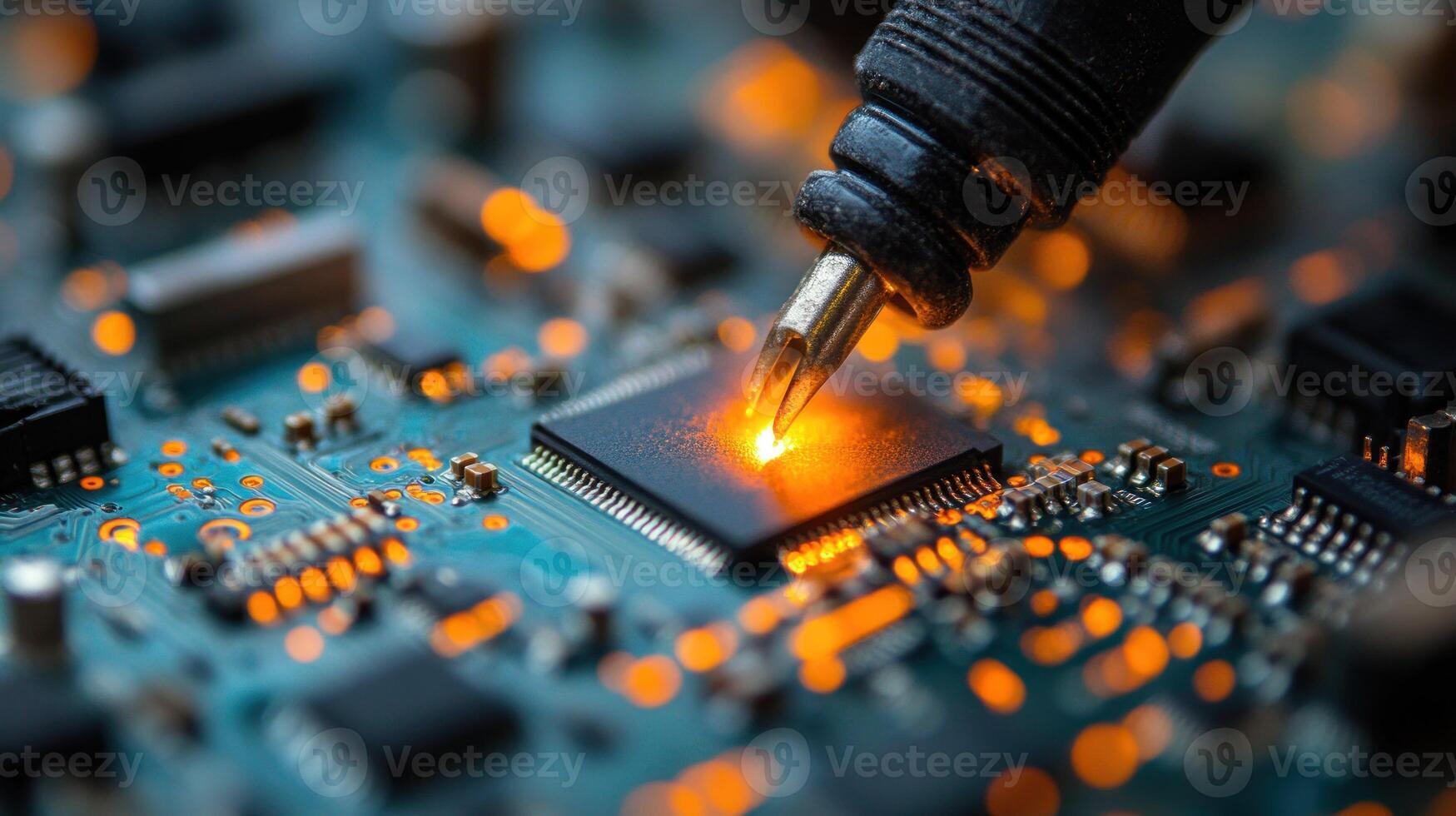 Circuit board soldering process photo