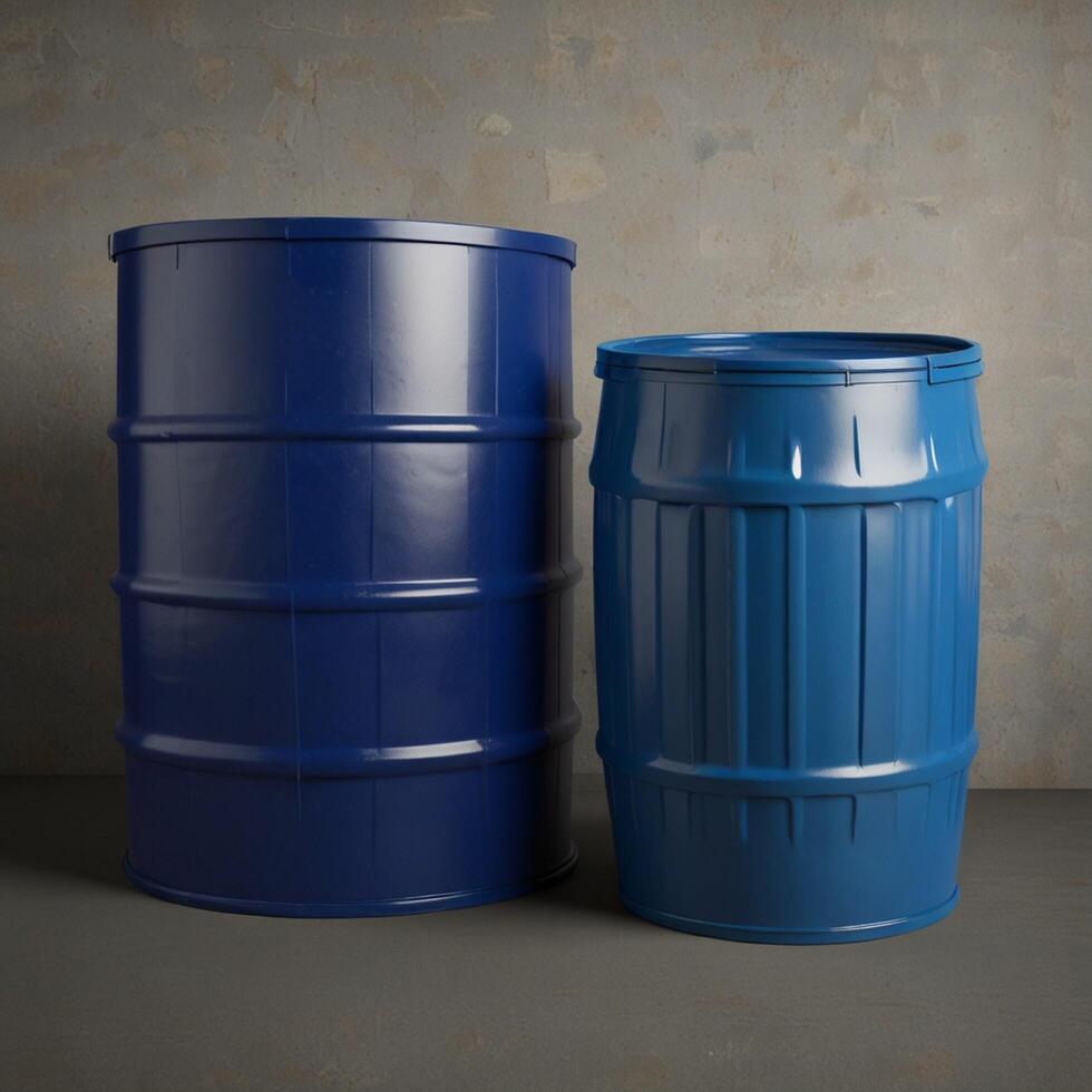 two blue barrels sitting next to each other photo