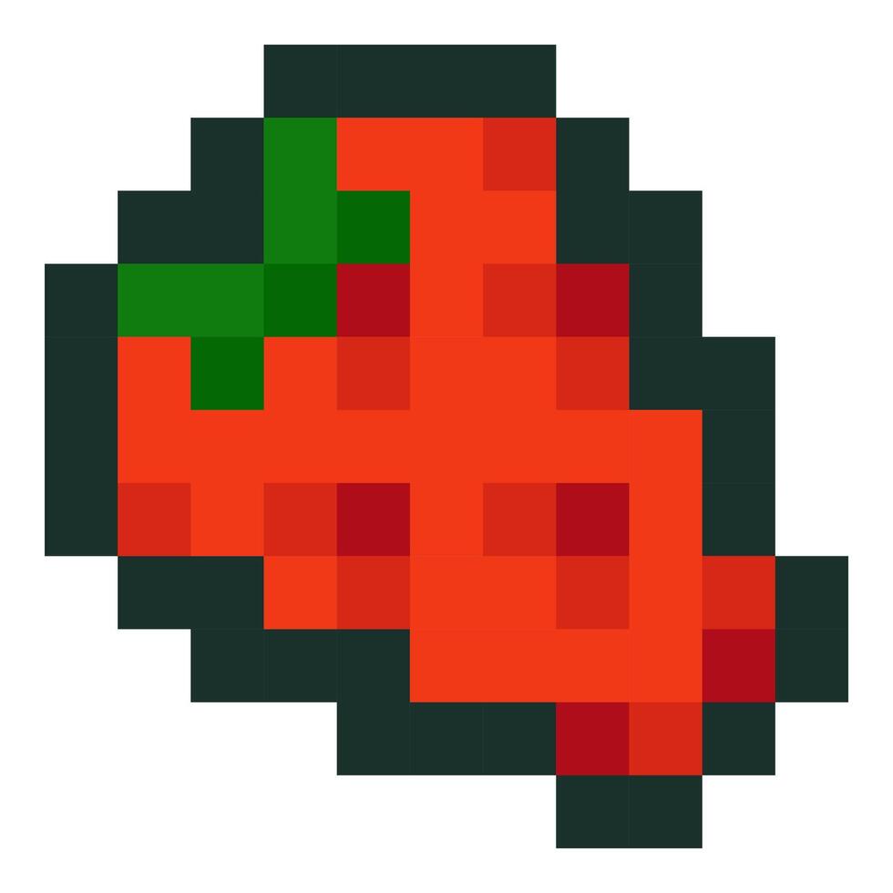 Strawberry pixel art emoji isolated on white background vector