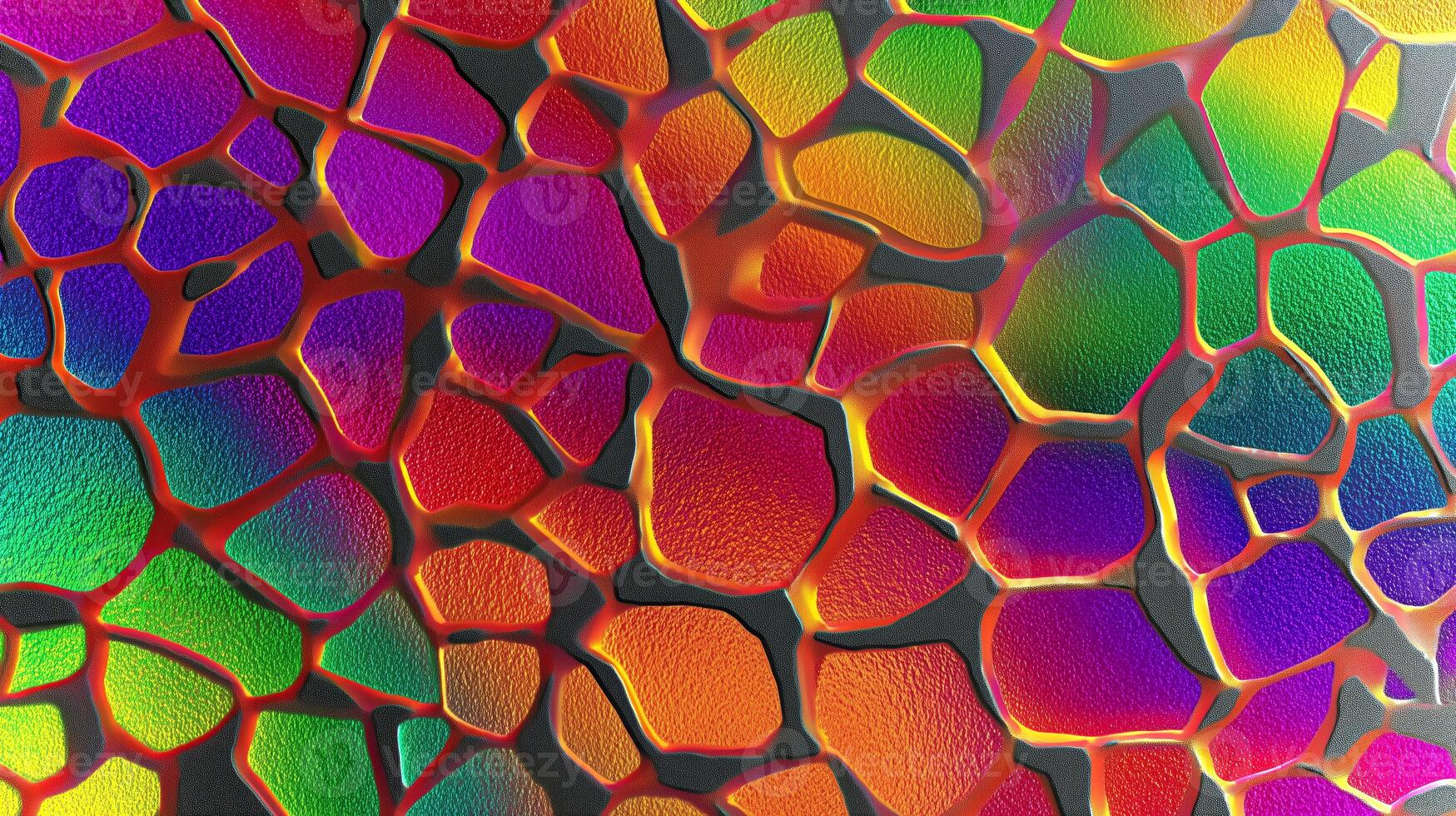 Colorful shapes intertwine in an intricate abstract pattern, creating a vibrant texture against a dark background, capturing attention and imagination. photo