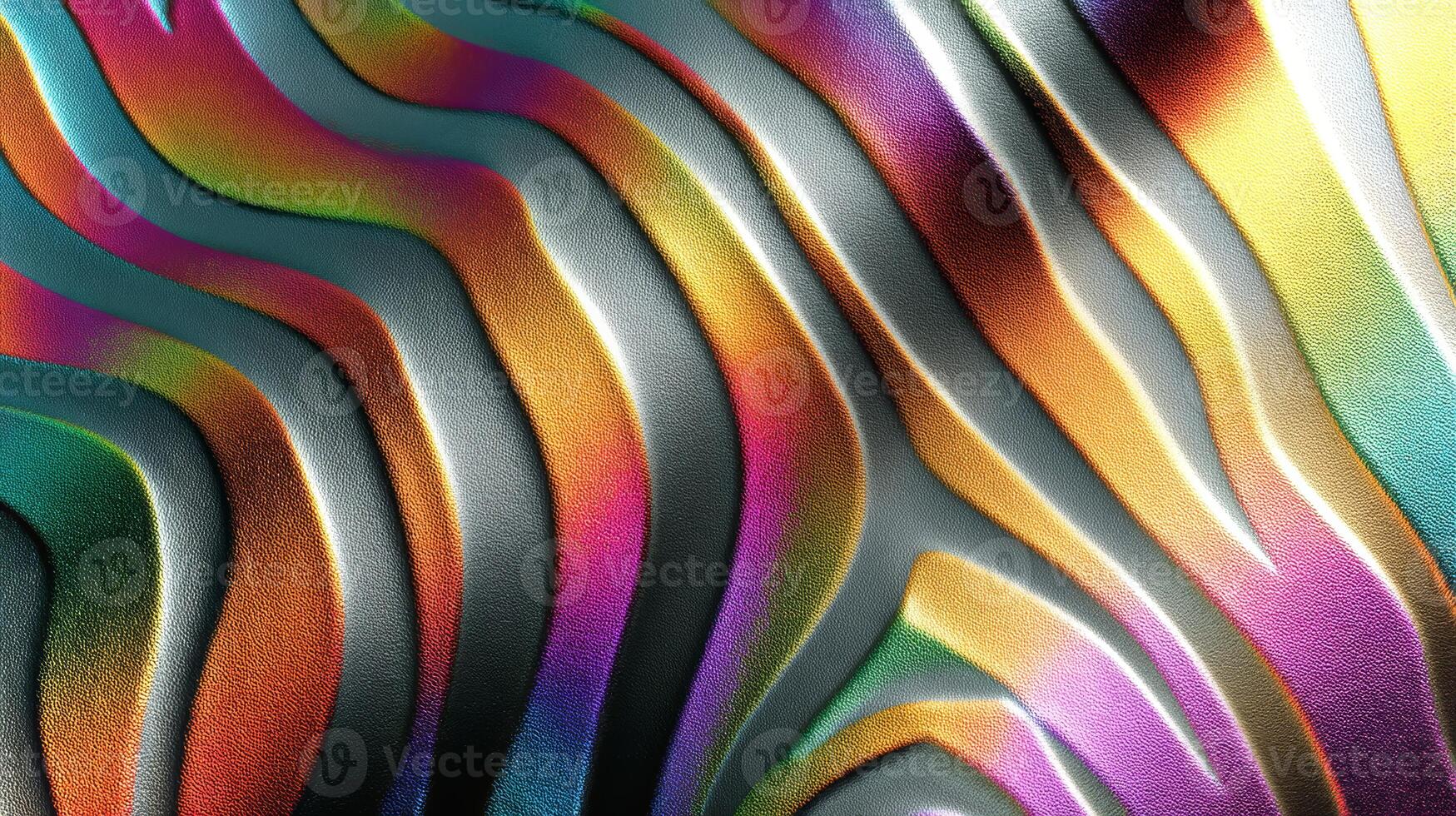 Intricate wavy patterns create a vibrant backdrop with reflective surfaces and rich colors, ideal for showcasing design projects or eco-themed content. photo