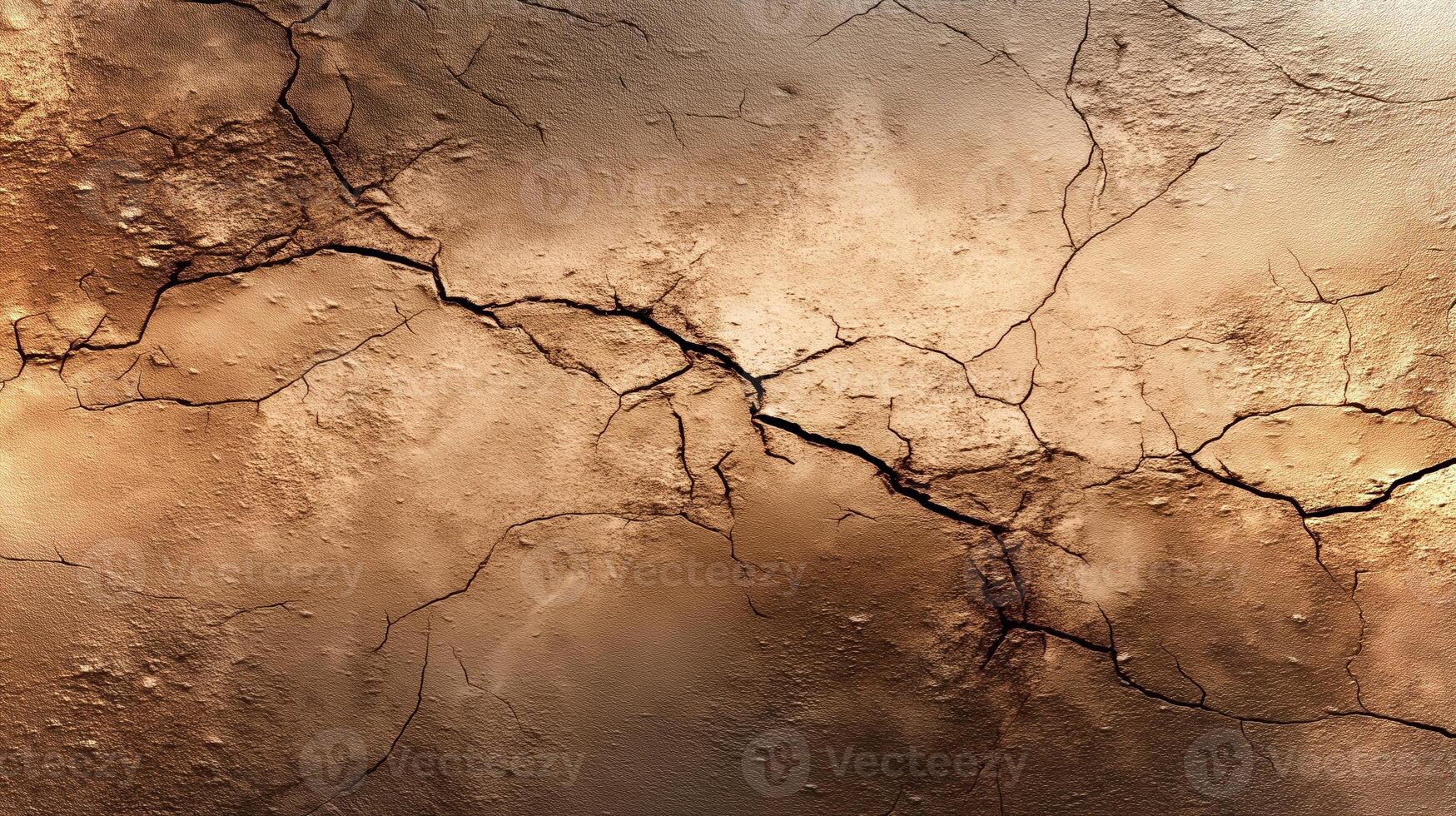 A detailed close-up of cracked earth showcases a dry and textured surface, serving as a versatile background for various ecological and mockup projects. photo