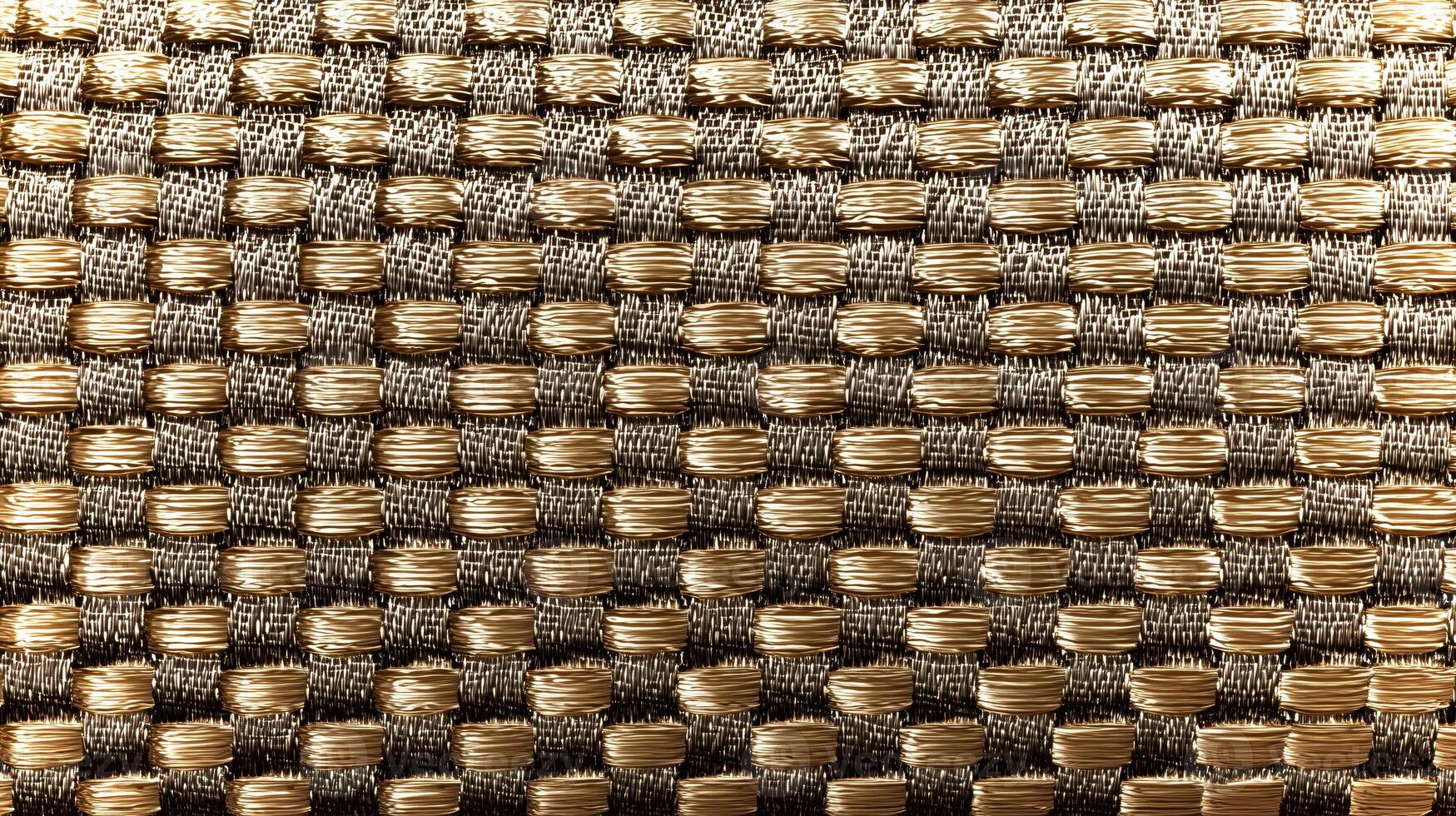 Close-up view of a woven fabric showcasing an intricate design with eco-friendly textures ideal for mockup presentations. Emphasizes free space for added content. photo