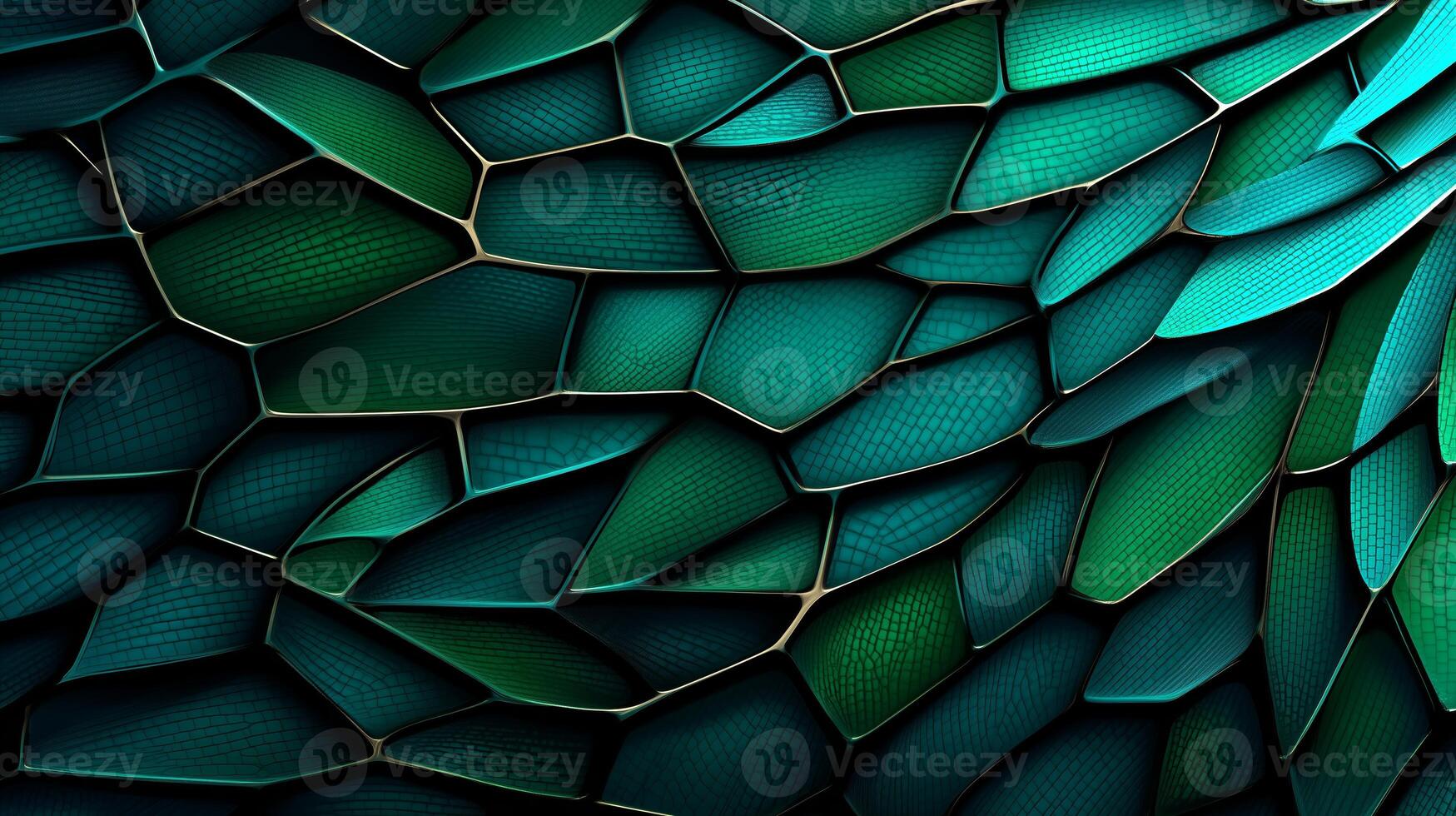 An intricate design showcases vibrant green scales resembling animal skin, perfect for eco-themed projects. This backdrop offers ample space for text or graphics. photo