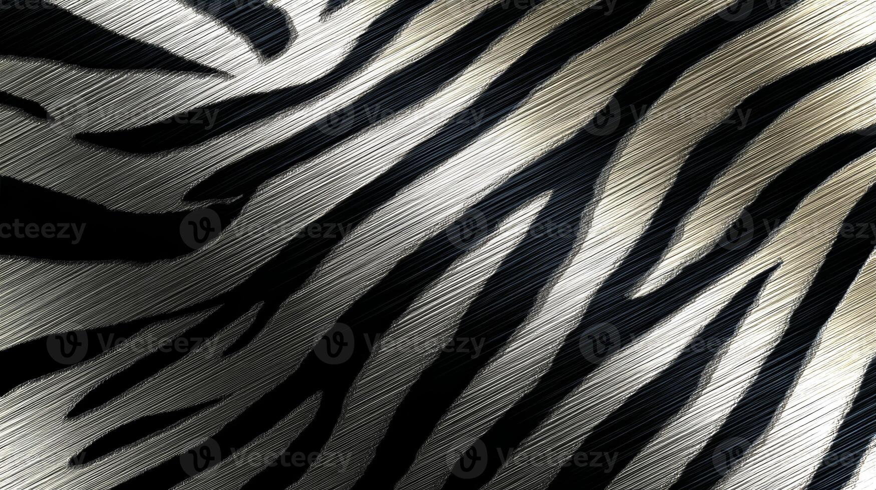 Detailed representation of zebra skin texture with bold black and silver stripes, perfect for design or mockup applications in eco-friendly projects. photo