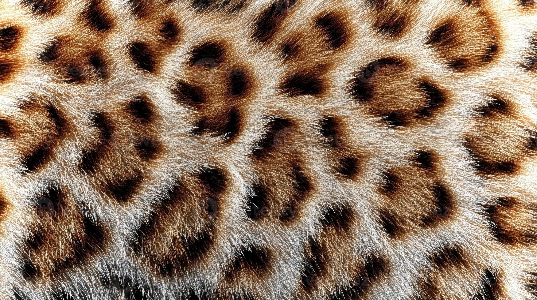 Close-up view of leopard skin displaying unique patterns and textures, emphasizing rich tones of brown and black. Ideal for eco-themed design projects. photo