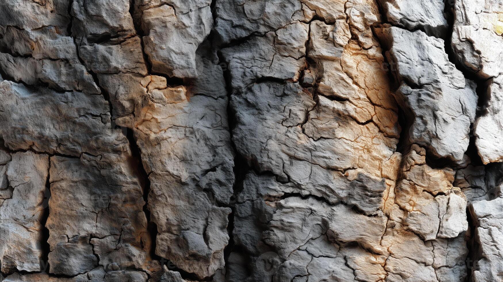 Cracked bark reveals intricate textures and earthy hues, highlighting the beauty of nature design. This organic background enhances creative projects and designs. photo
