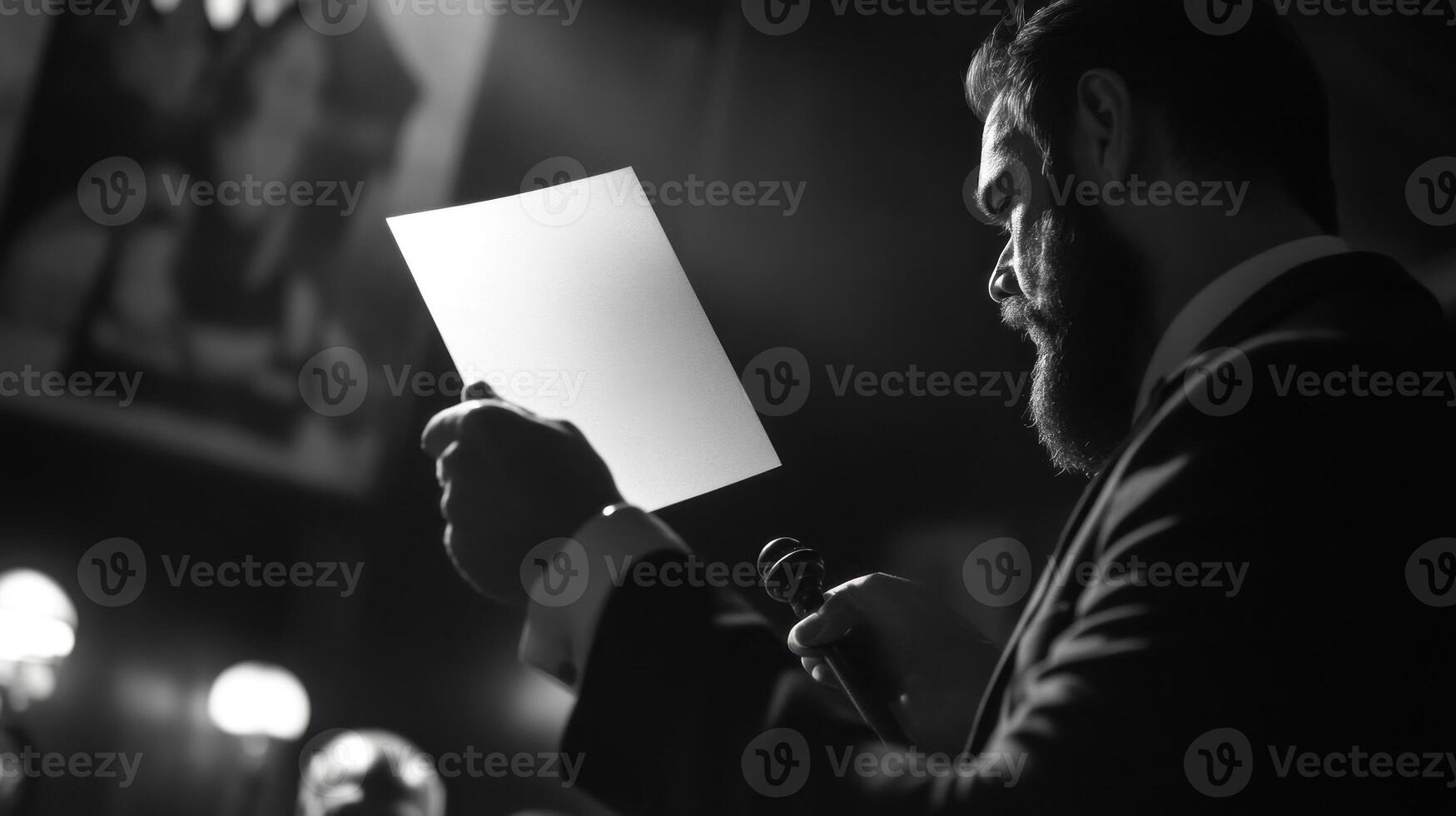 Man reading speech photo