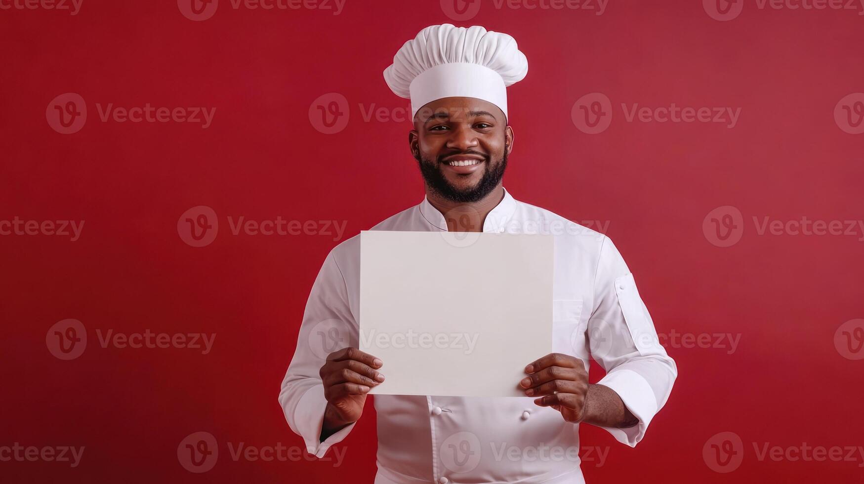 Chef holds blank sign photo