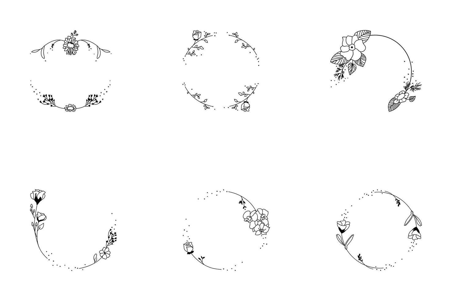 A set of floral elements offers diverse botanical illustrations and patterns for vintage design decoration vector