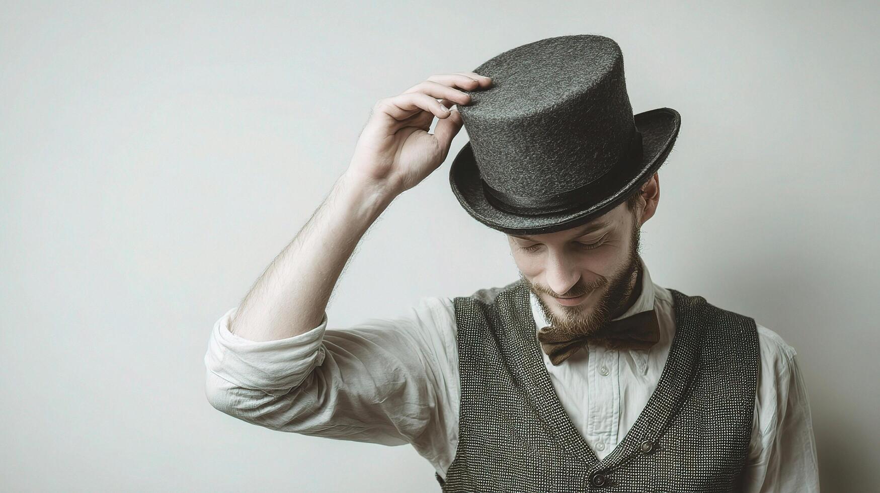 A man in a top hat and vest photo