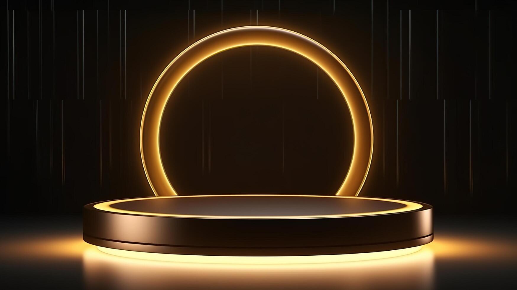 3d rendering of a glowing ring on a black background photo