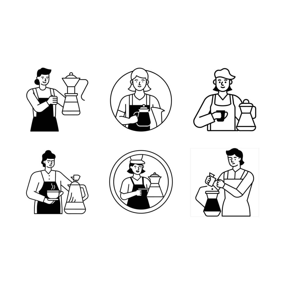 Barista Brew Illustration Coffee Barista Making Espresso Art in Cafe vector