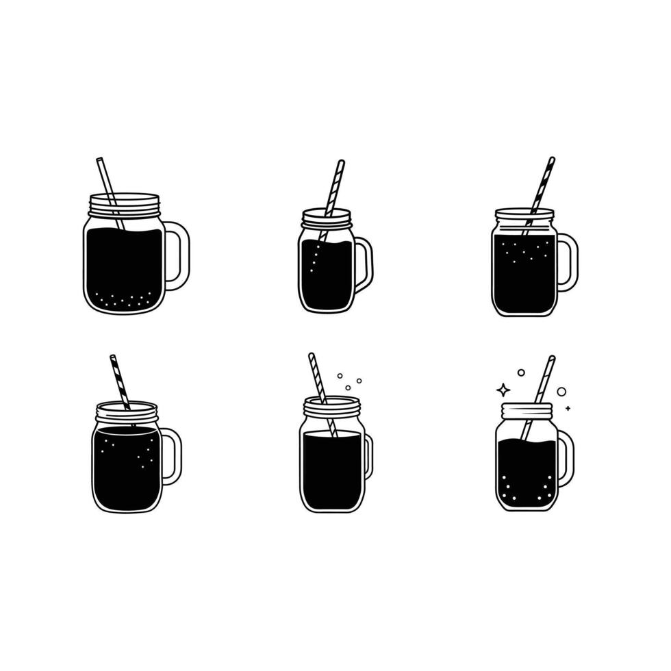Mason Jar Drink Illustration Vintage Glass Beverage Jar Clipart for Summer and Party Designs vector