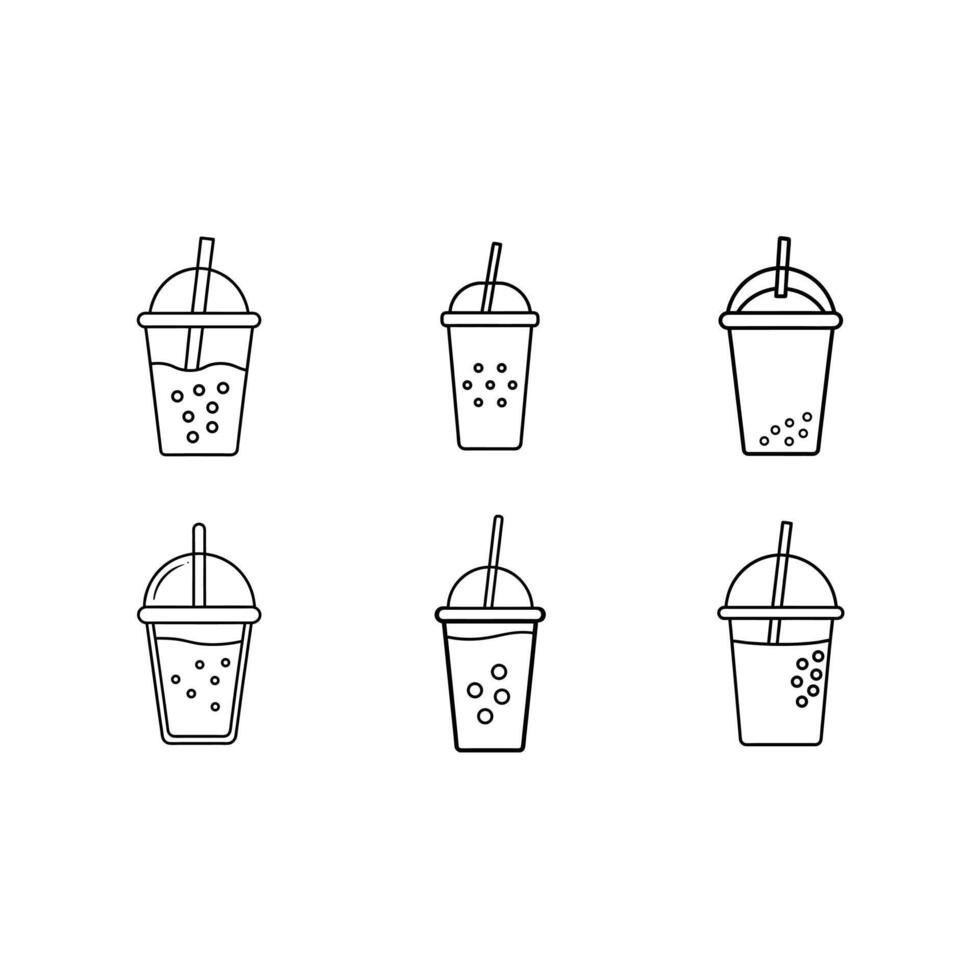 Bubble Tea Line Icon Minimalist Black and White Boba Drink Outline Illustration vector