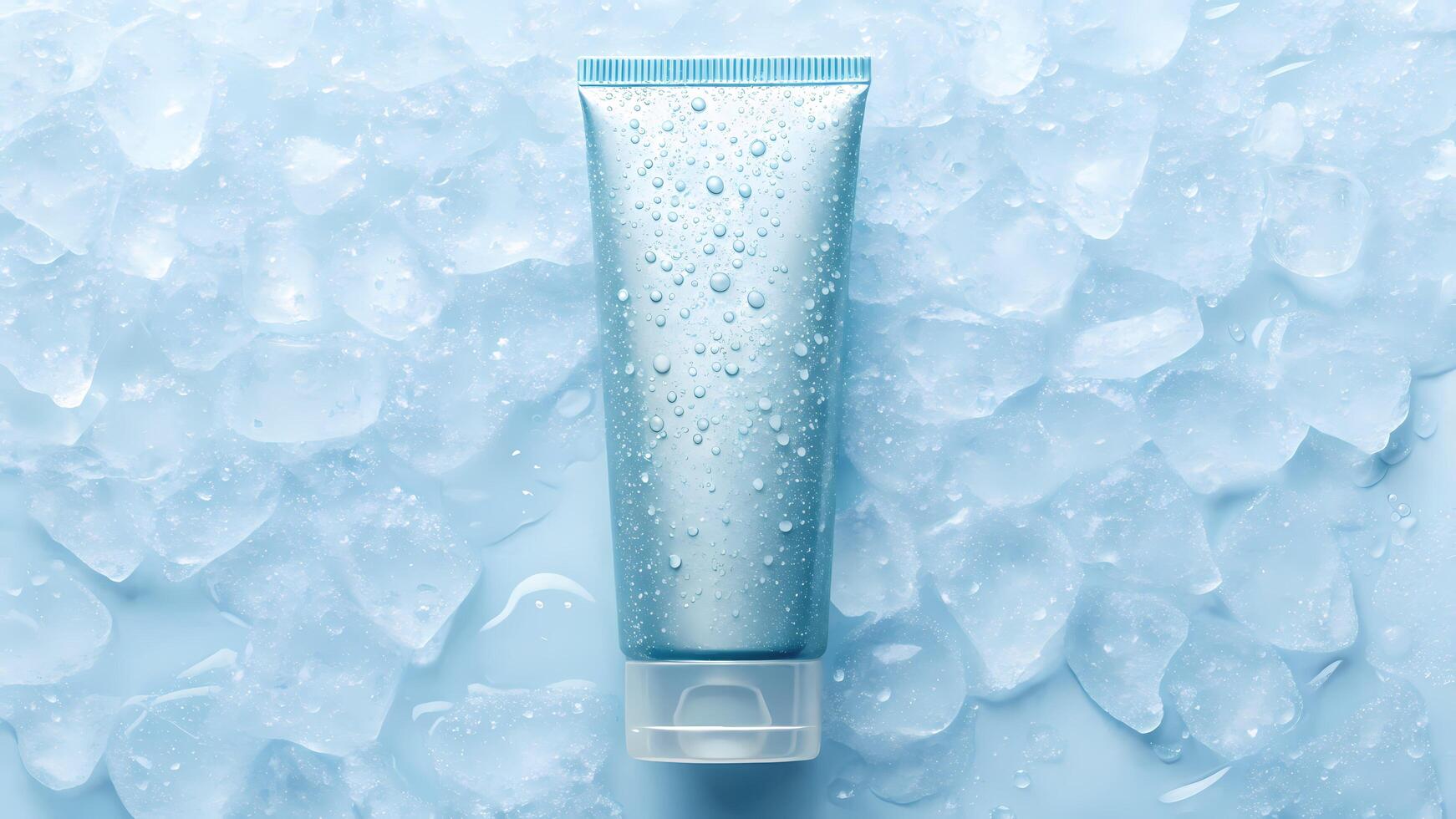 Cosmetic Tube on Ice Cooling Effect Mockup Product Display photo