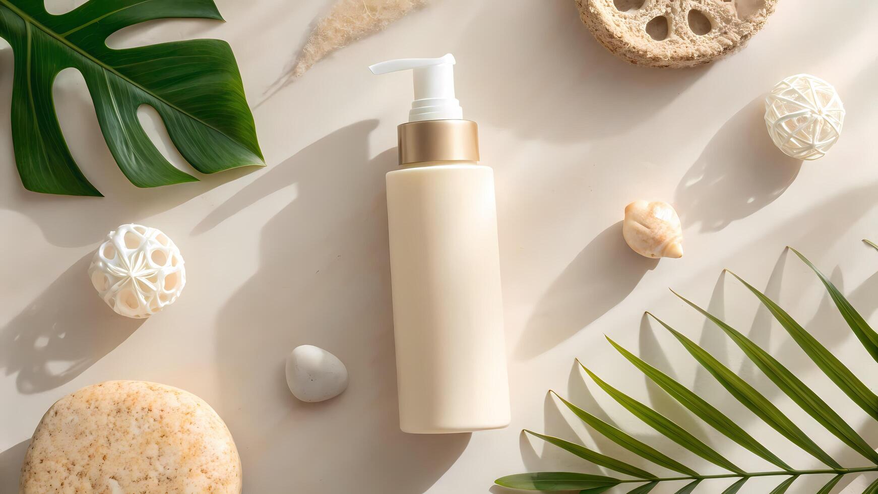 Cosmetic Bottle with Natural Elements Product Display photo