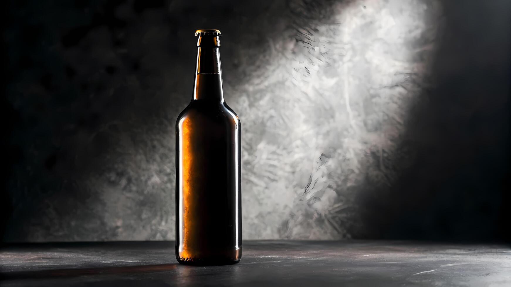 Bottle Standing with Moody Lighting and Dark Backdrop photo
