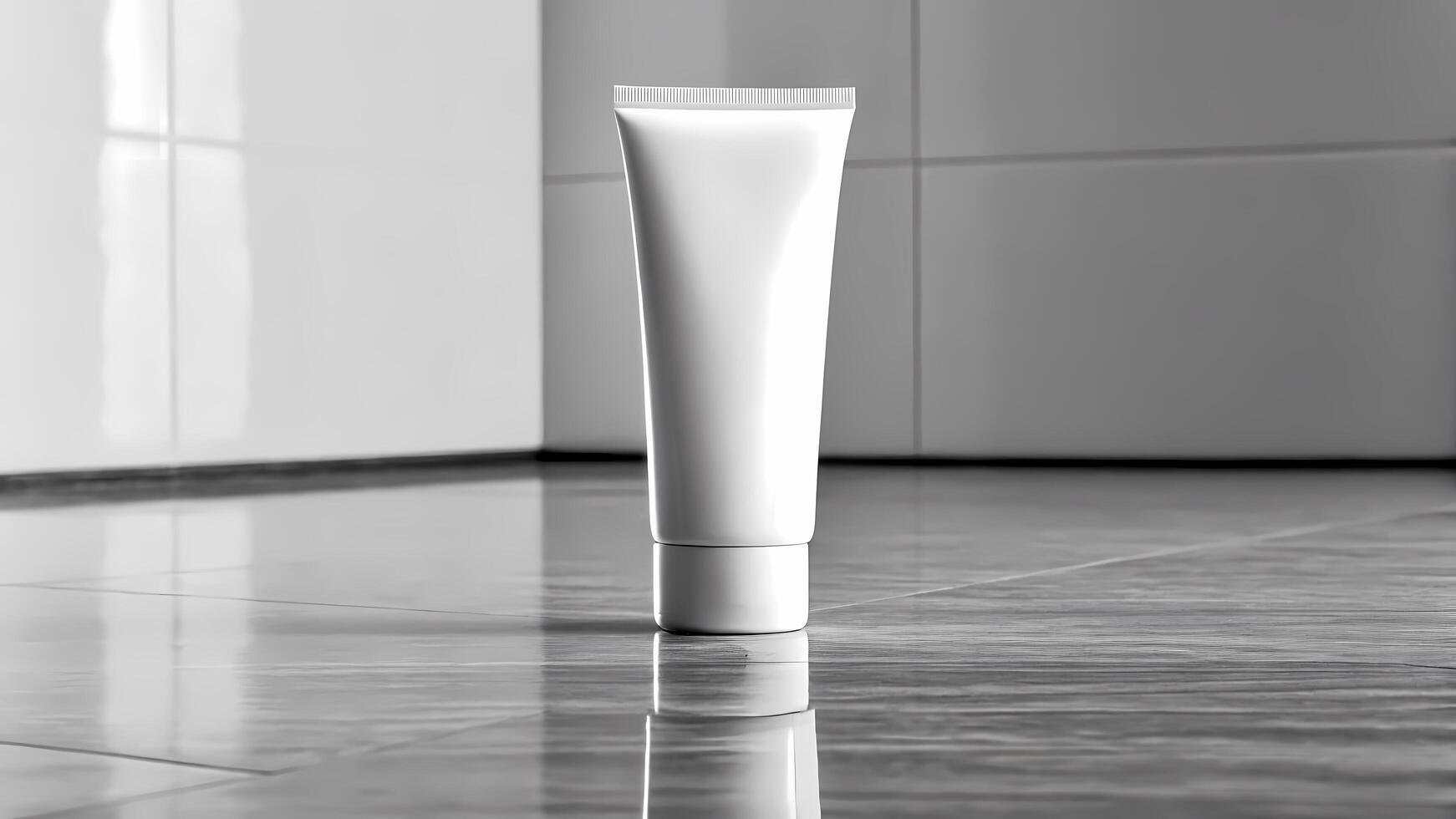 Tube Mockup on Tile Floor for Cream or Lotion photo
