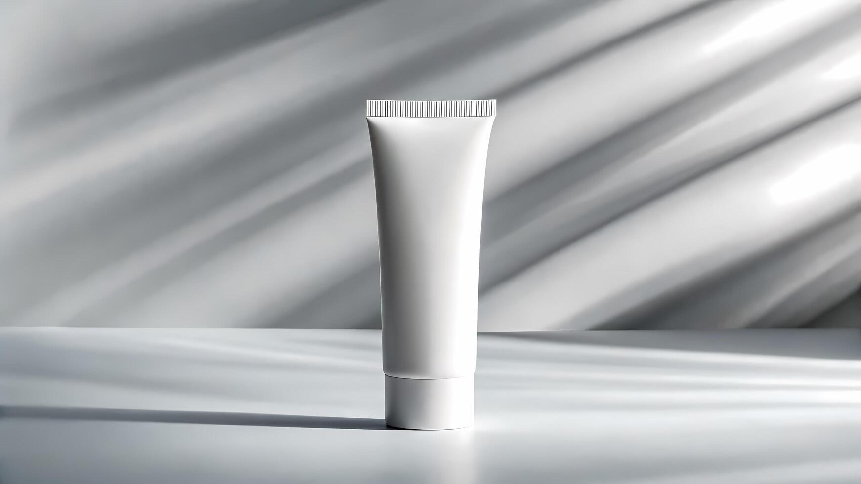 White Tube Mockup on Neutral Background with Light and Shadow photo