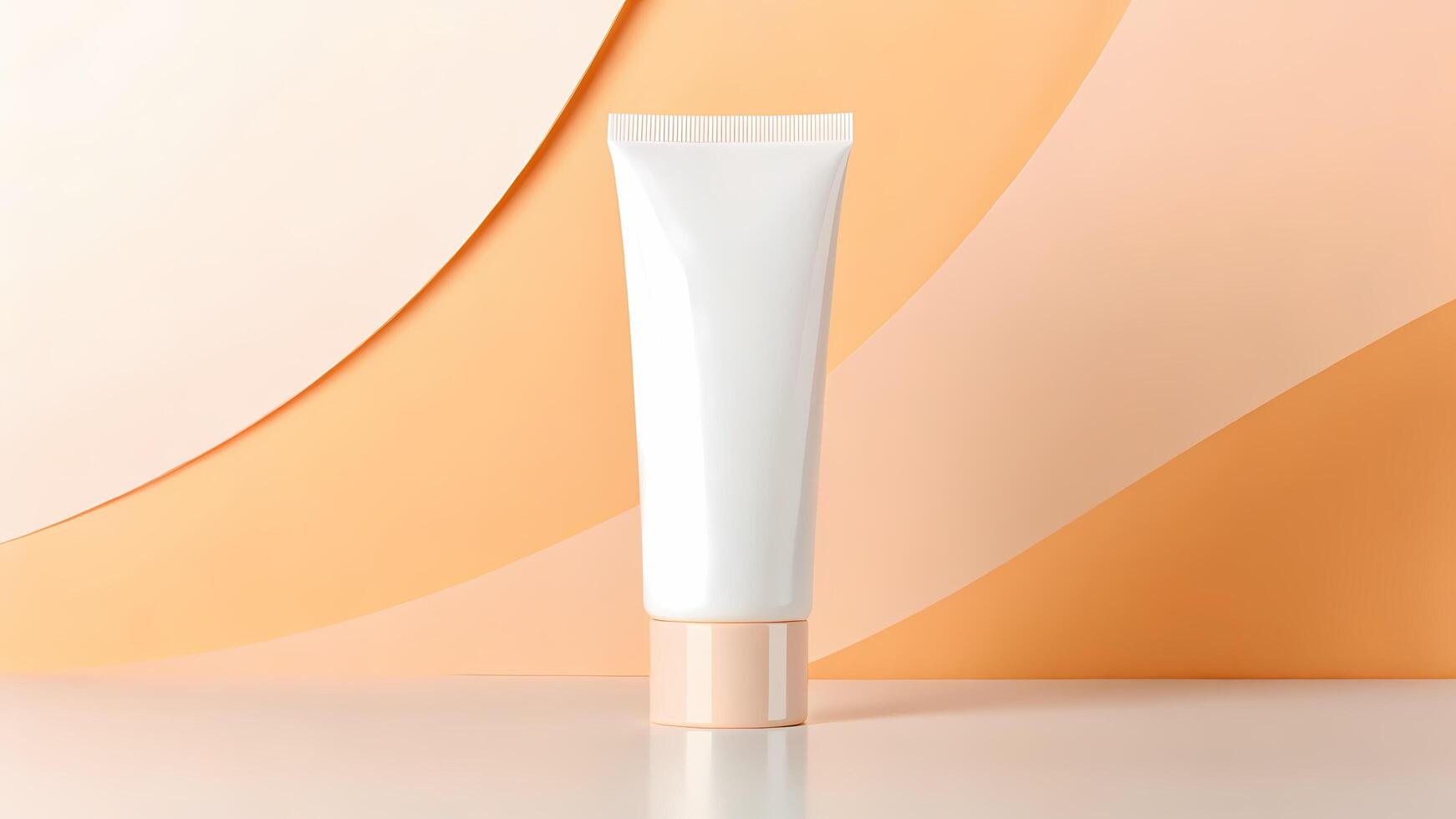 Tube Container Stands Against Peach Background for Product Display photo