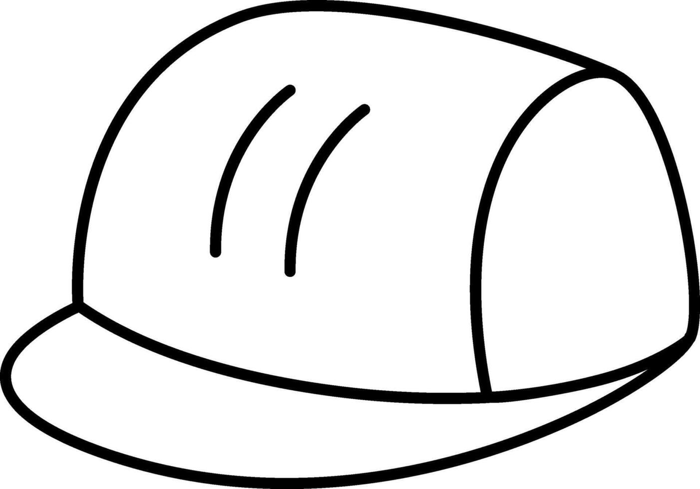 Black and white hard hat icon. Construction site workwear line illustration or coloring page. Builder protection helmet picture isolated on white background vector