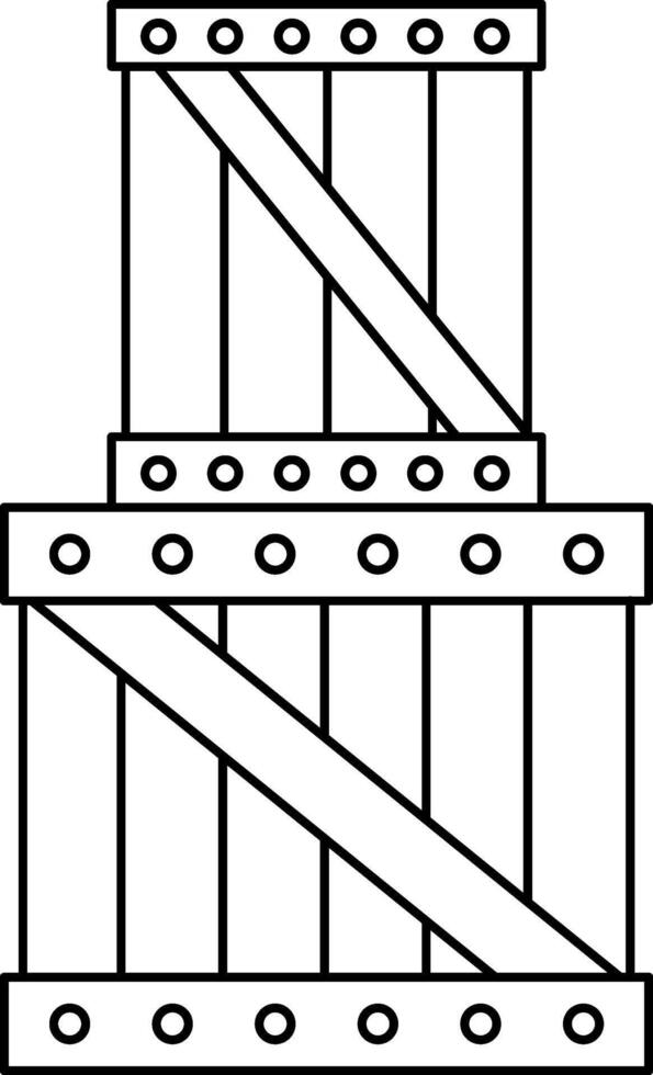 black and white wooden box illustration. Warehouse container line icon or coloring page isolated on white vector