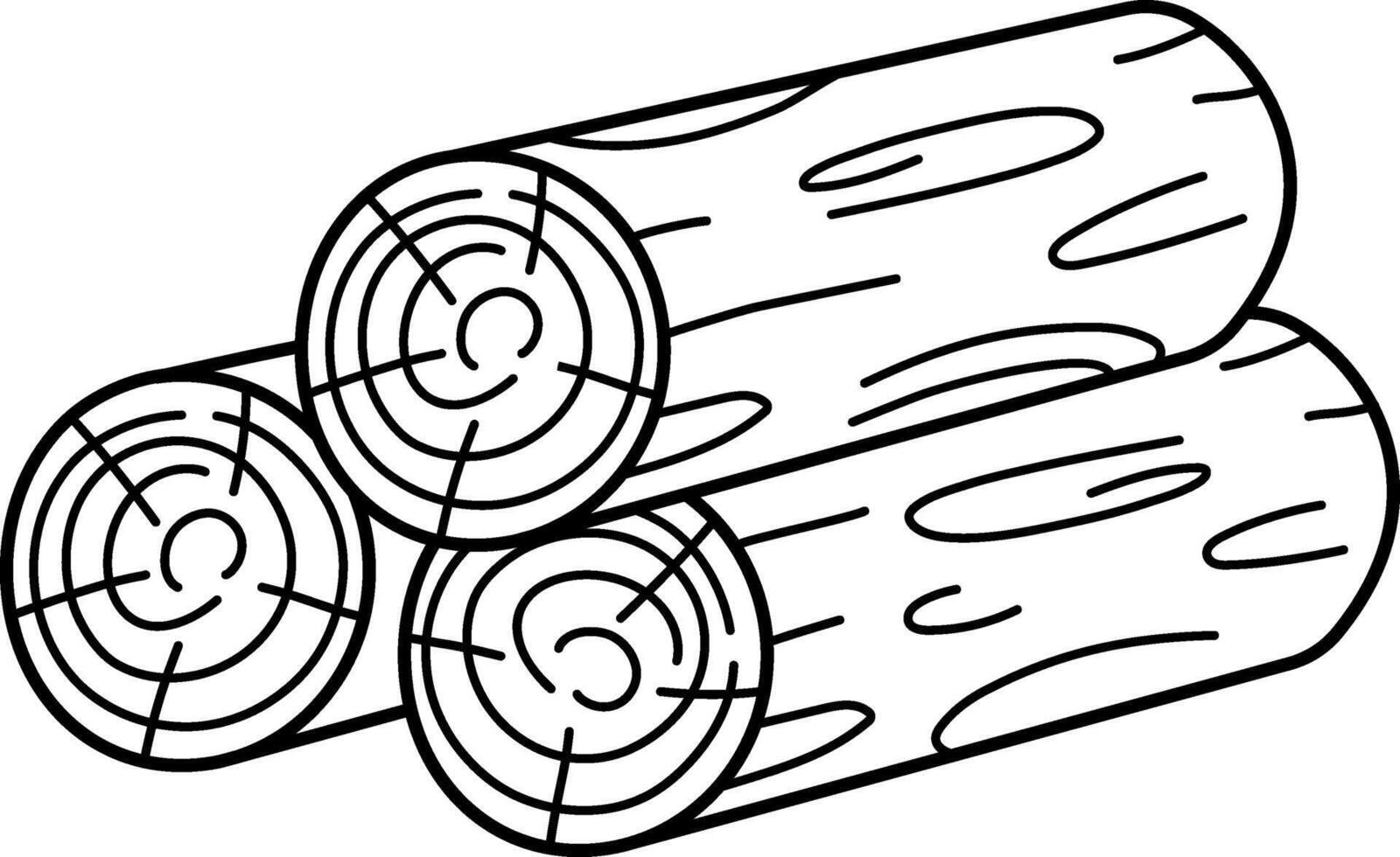 black and white log pile icon. Wood planks line illustration or coloring page isolated on white background. Woodpile picture vector