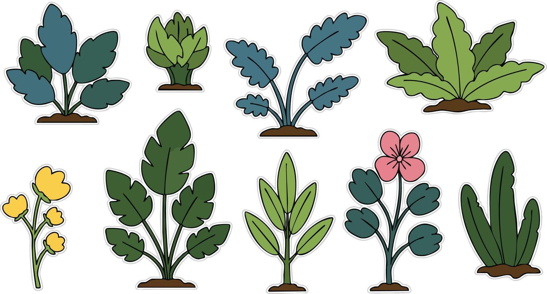 Cute Plant Stickers vector