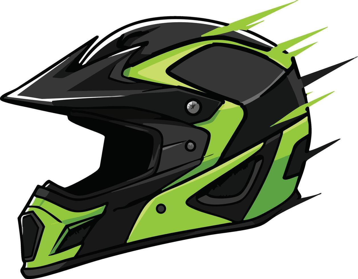 Motocross Helmet Black and Lime Green vector