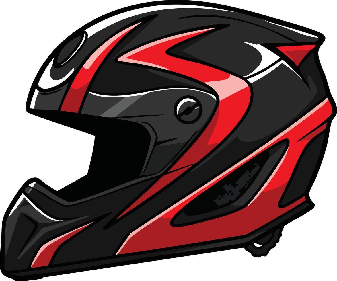 Motocross Helmet Black Red Design vector