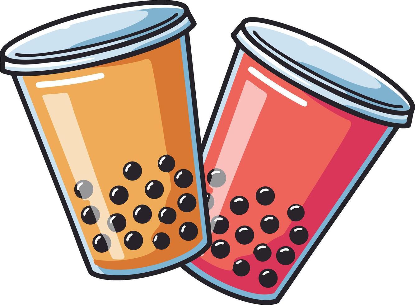 Bubble Tea Orange and Strawberry vector