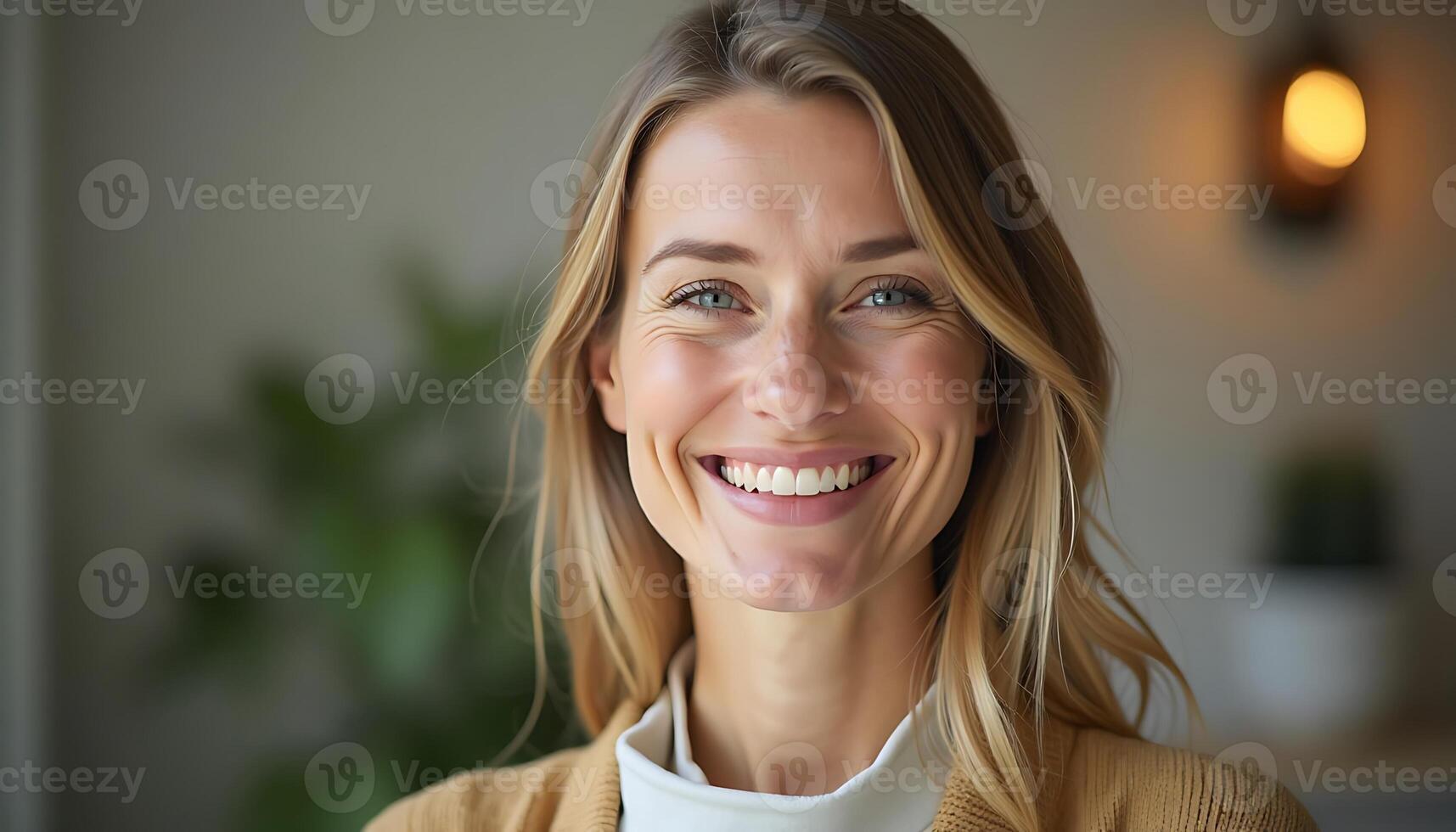 A woman smiling in a room photo