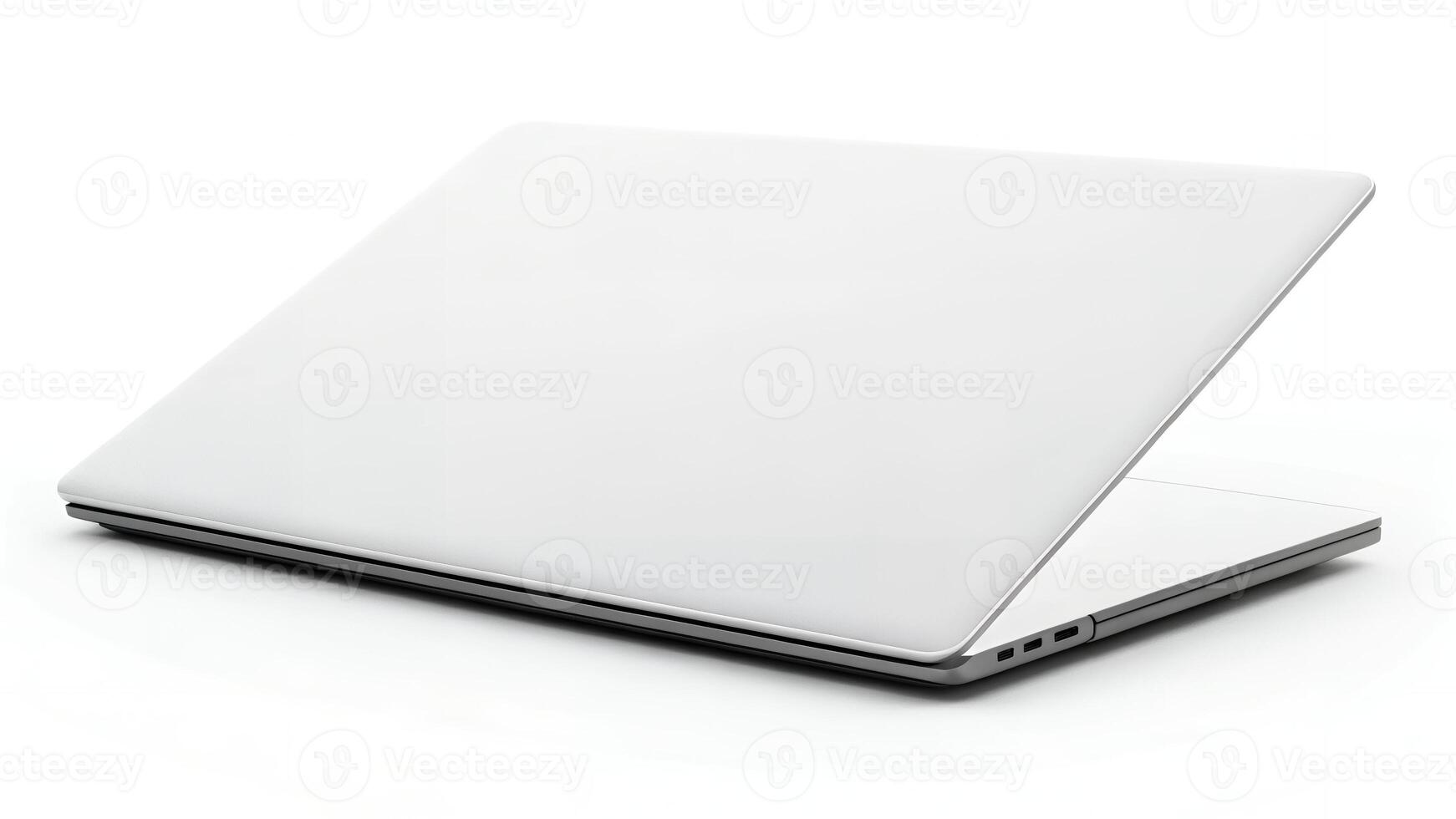 Open Laptop Computer on White Background for Technology Mockup photo