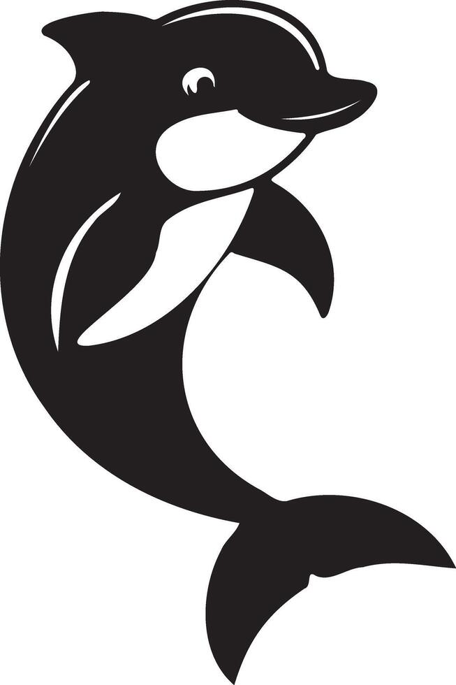 A black and white dolphin on a white background vector
