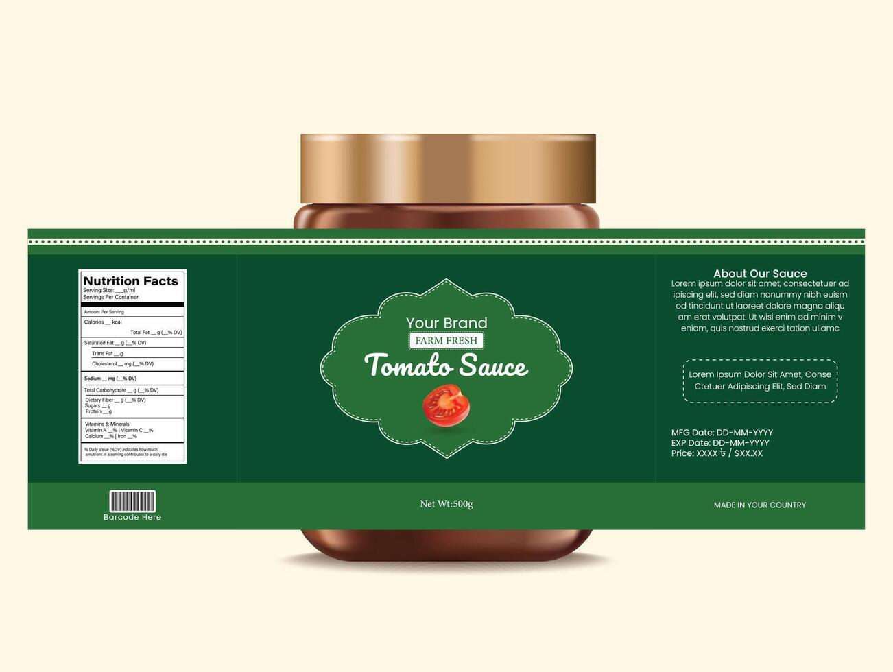 Farm Fresh Tomato Sauce Label Template vector