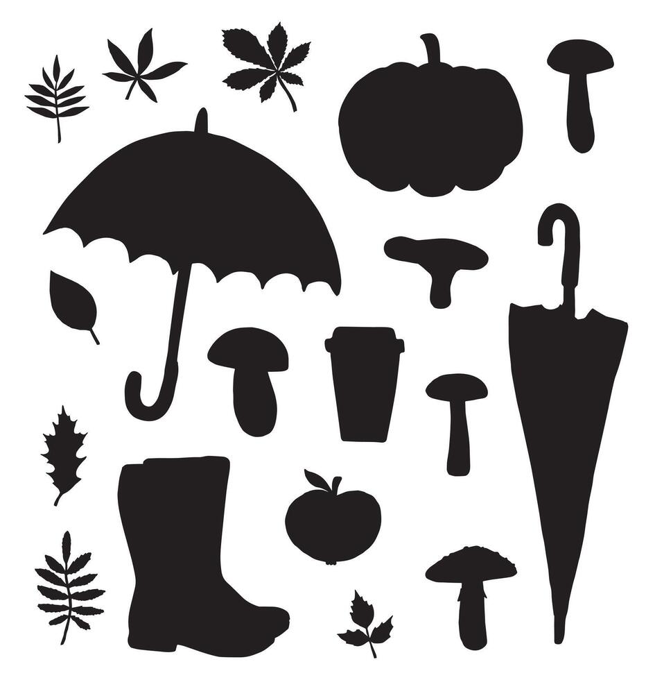 Set of hand drawn sketch autumn elements vector