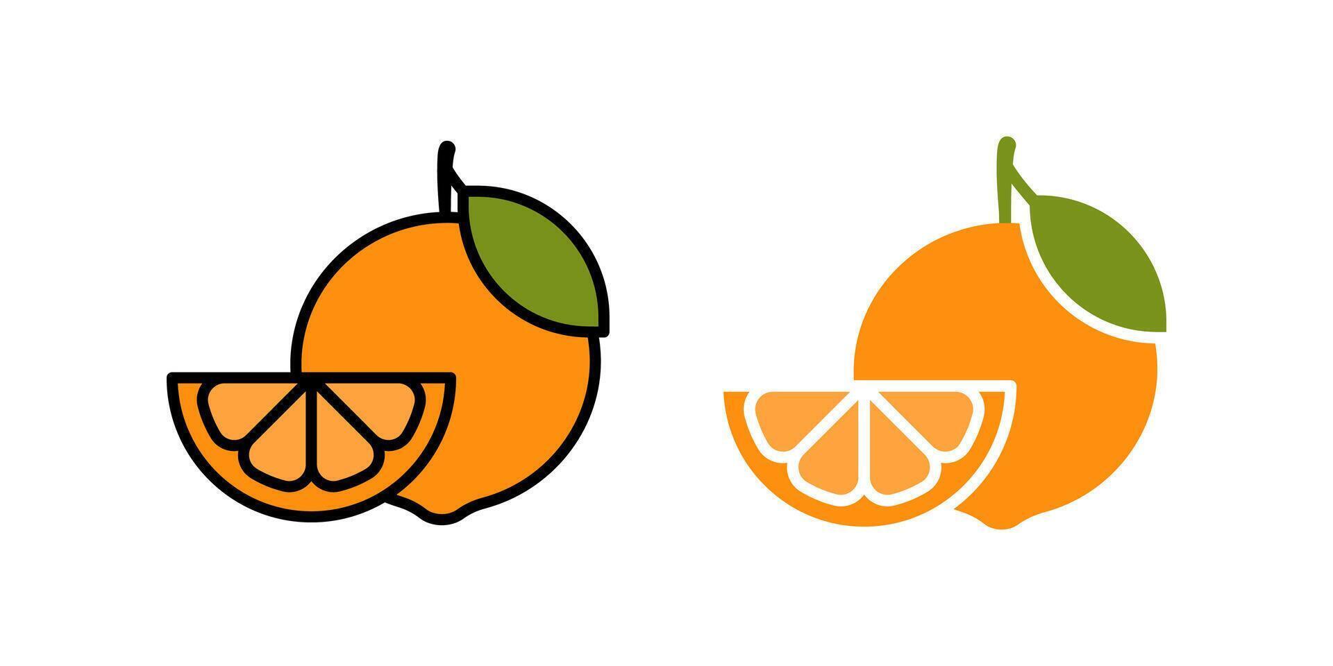 Orange icon set.Orange Fruit sign. for mobile concept and web design. illustration on white background vector