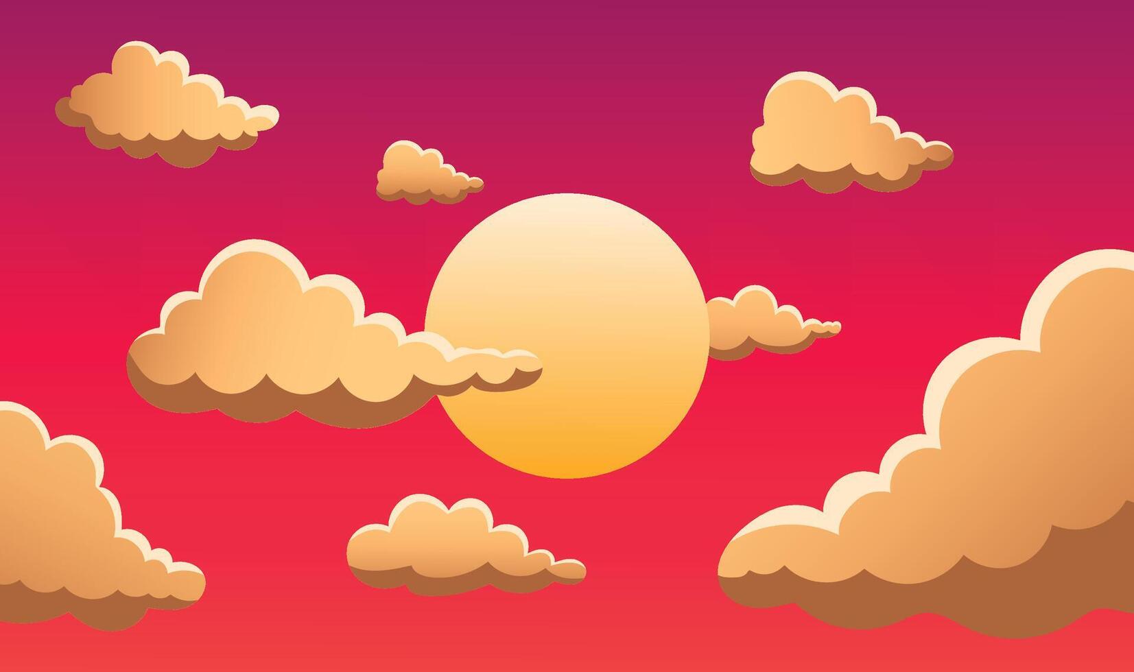 Puffy Brown Clouds and Sun vector