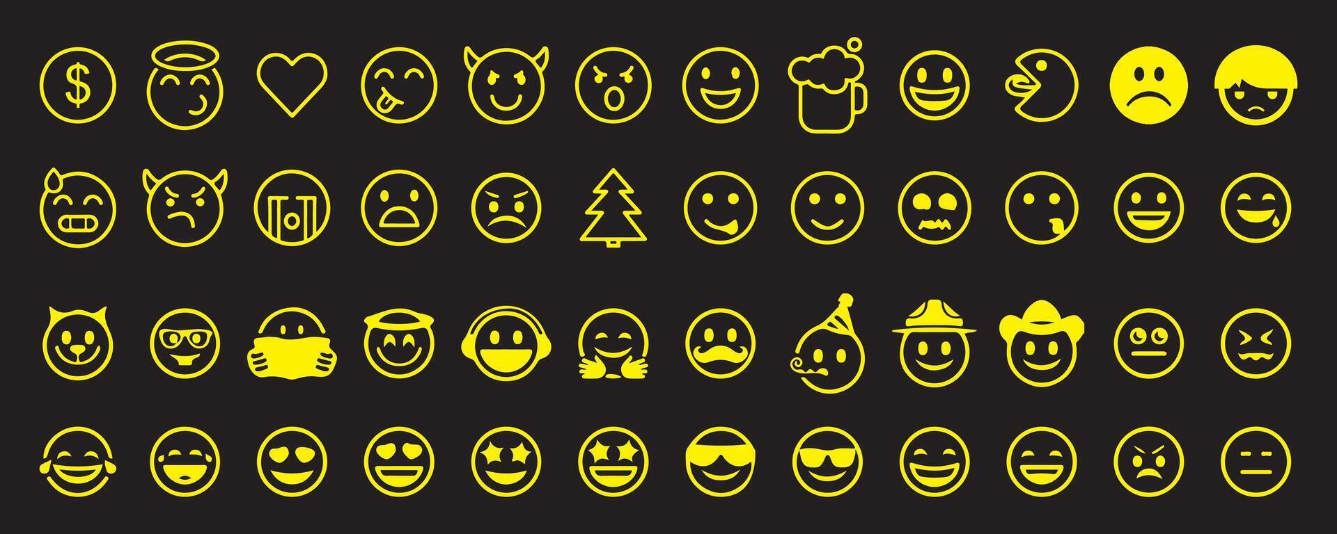 Emoji face icon in high-quality hand drawn style. Emoticons illustration on isolated background. Happy and sad face business emojis concept. vector
