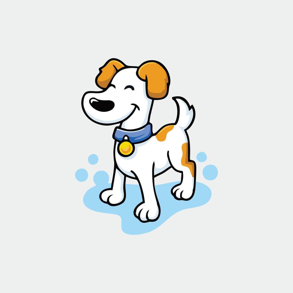 A cartoon dog with a collar on its neck vector