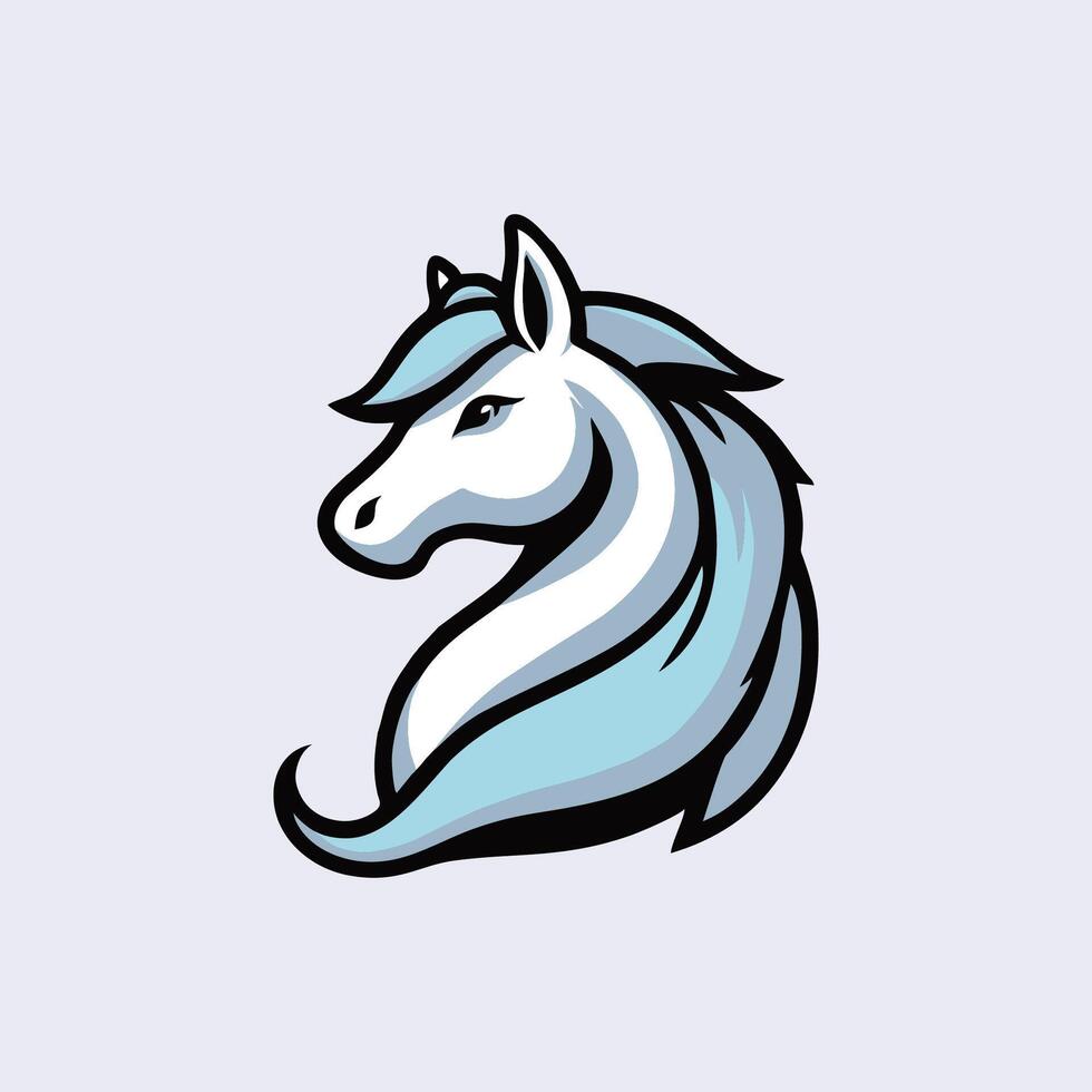 A horse head logo with a blue background vector