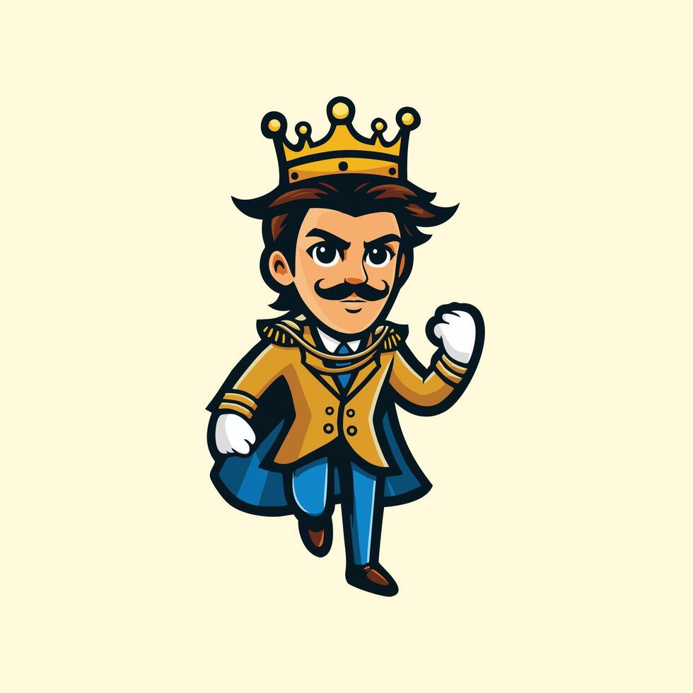 A cartoon king with a mustache and a crown vector