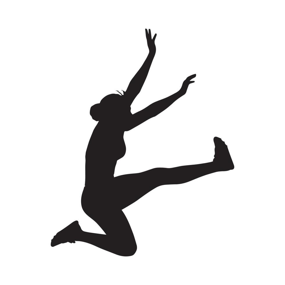 A silhouette of a woman doing long jump vector