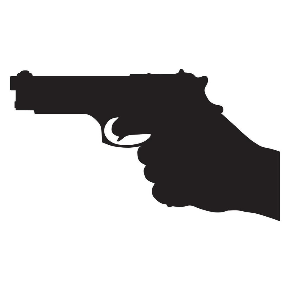 A silhouette of a hand holding a gun on a white background vector