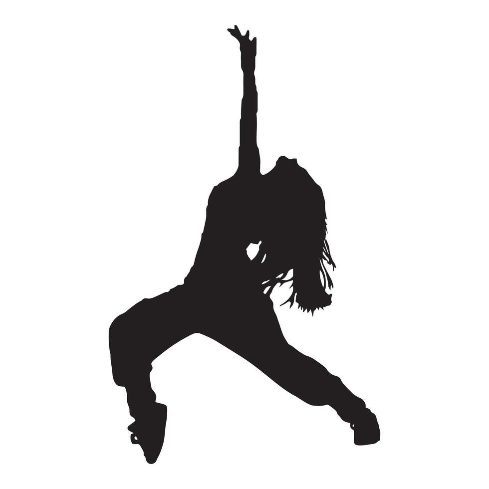 A silhouette of a woman doing a breakdance vector