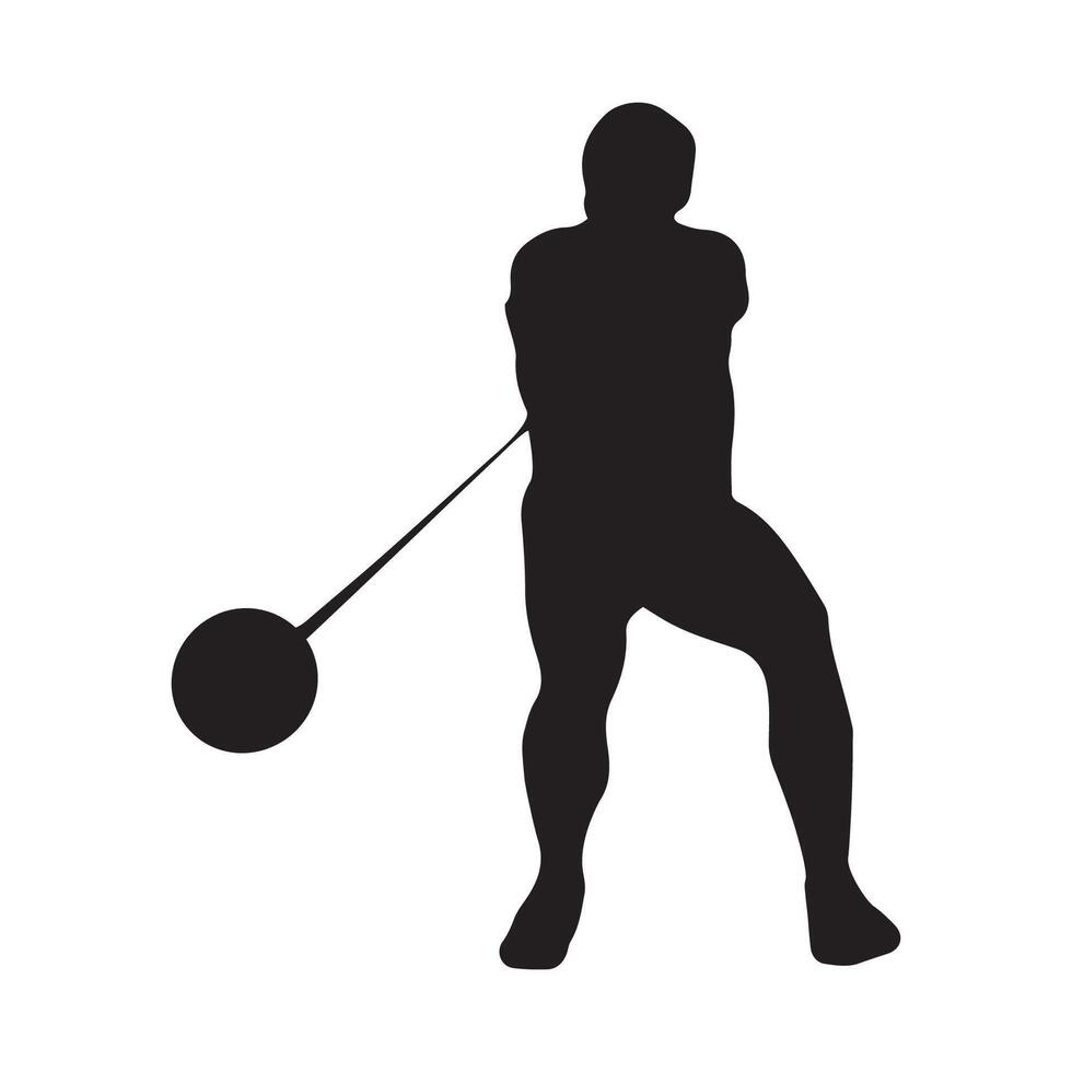 Sport silhouette of a man throwing a hammer vector