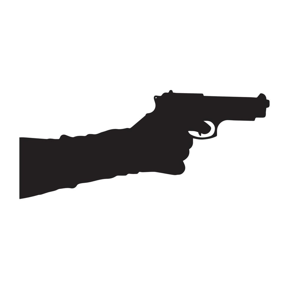 A hand holding a gun silhouette vector