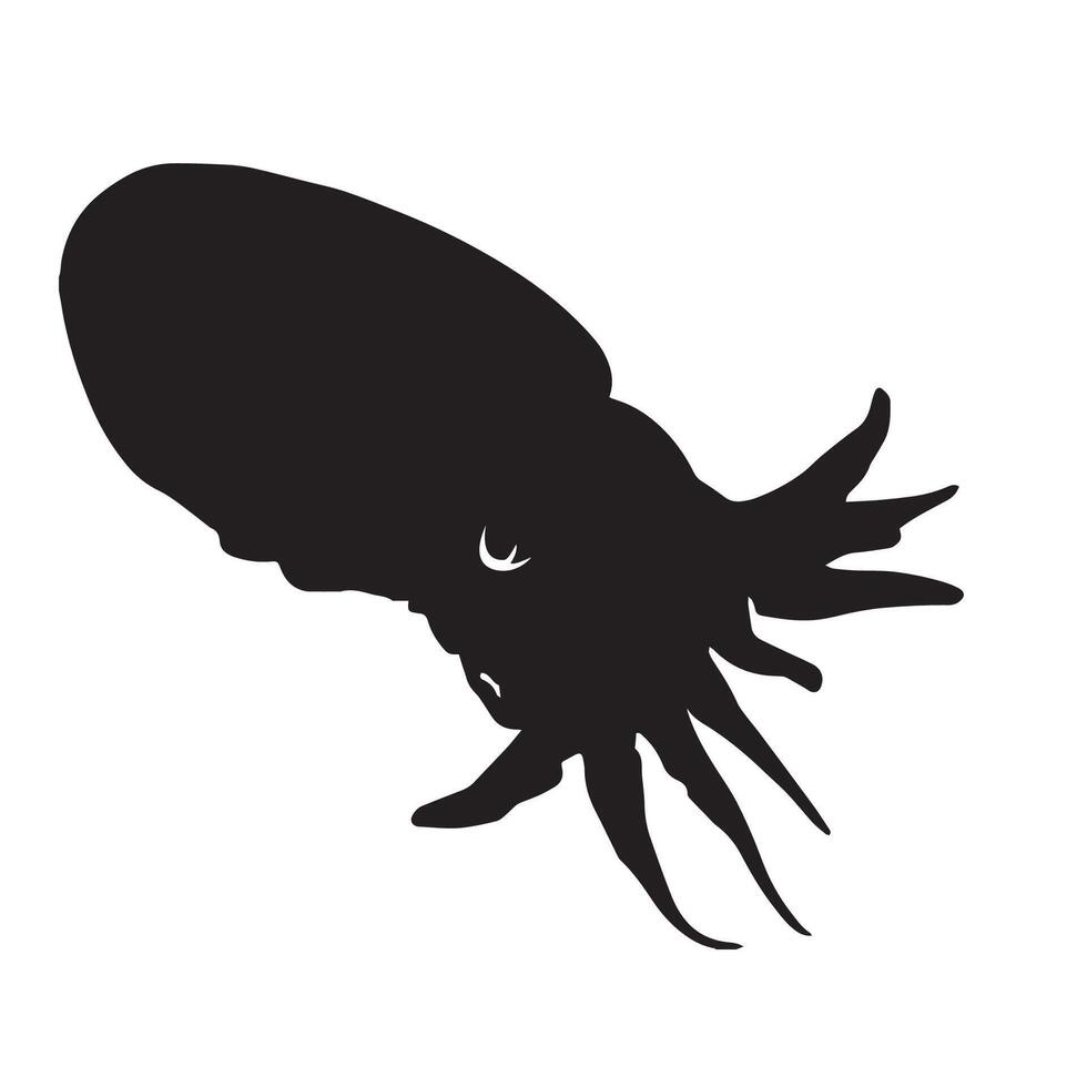 A black silhouette of a squid on a white background vector